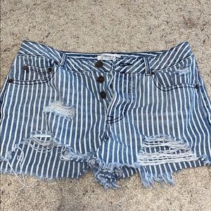Stripped Jean Shorts